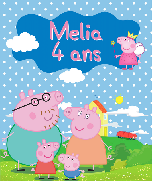 Thème Peppa Pig Bleu & Blanc