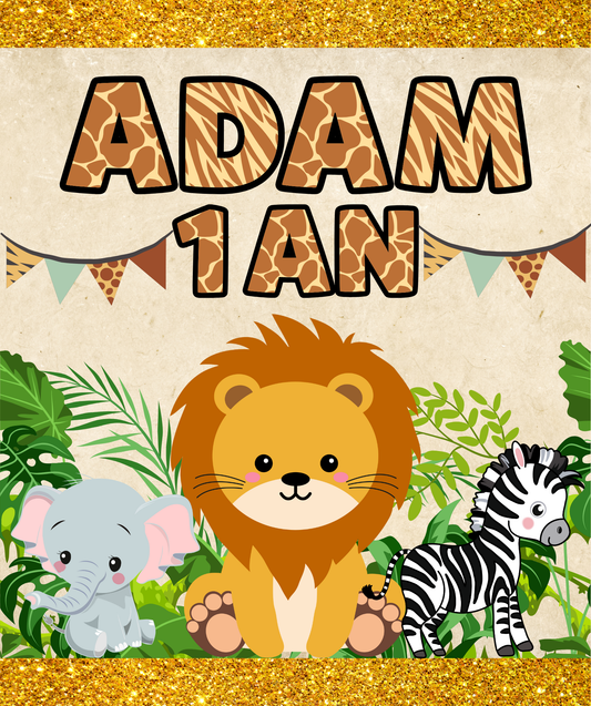 Thème Animaux de la Jungle Paillette or