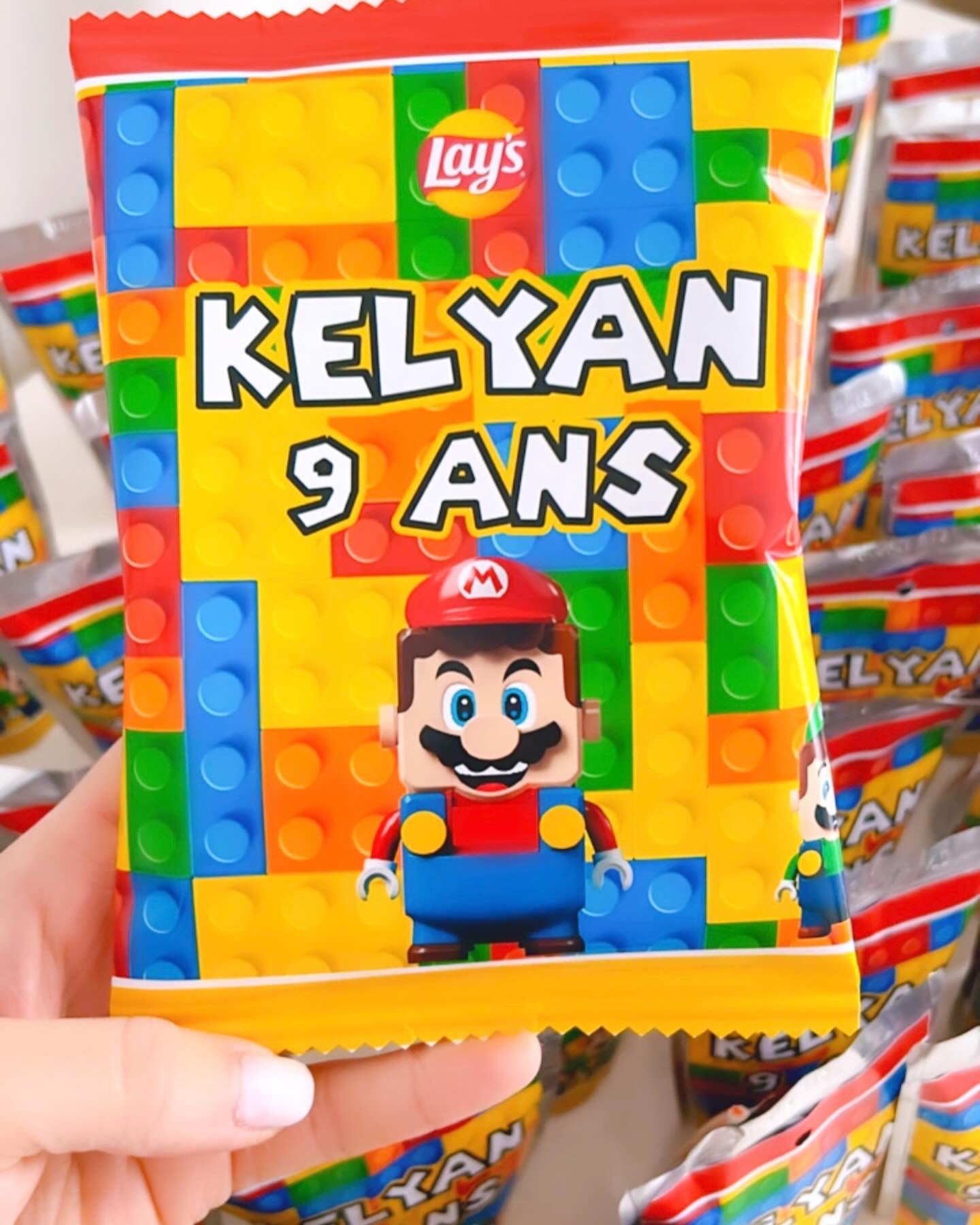 chips personnalisée thème Mario , décoration anniversaire thème mario thème garçon anniversaire