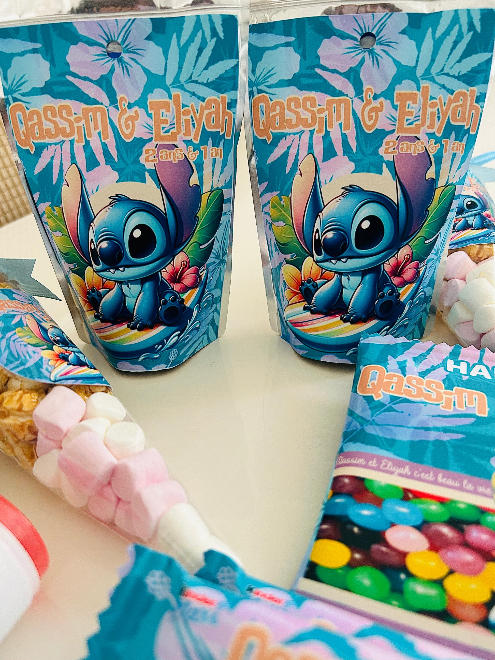 Décoration personnalisée thème stitch anniversaire - bonbon personnalisés thème Stitch papeterie personnalisée
