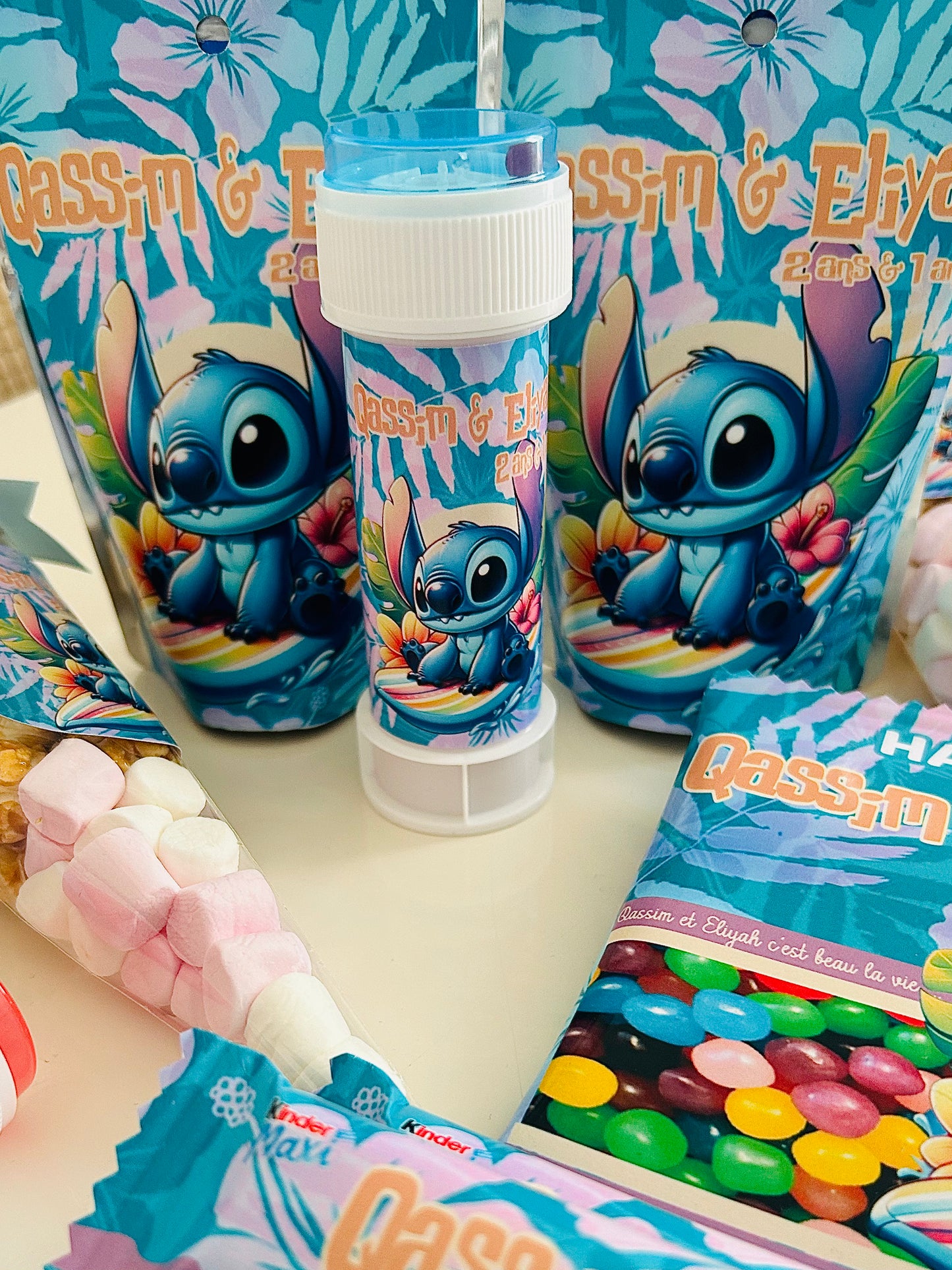 Décoration personnalisée thème stitch anniversaire - bonbon personnalisés thème Stitch papeterie personnalisée