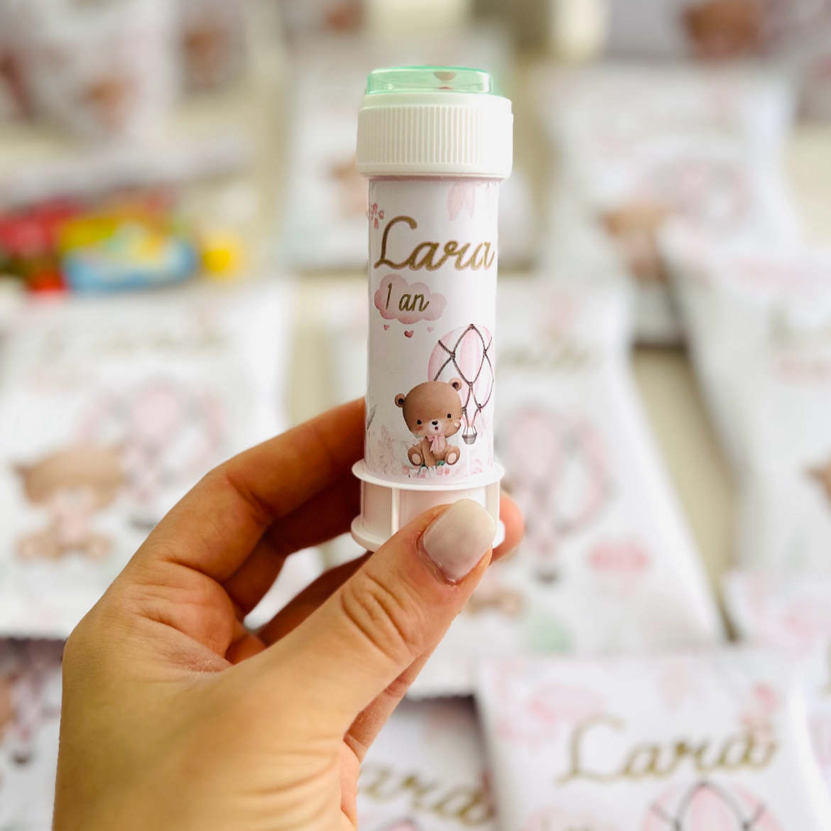 Thème Ourson Montgolfière Rose