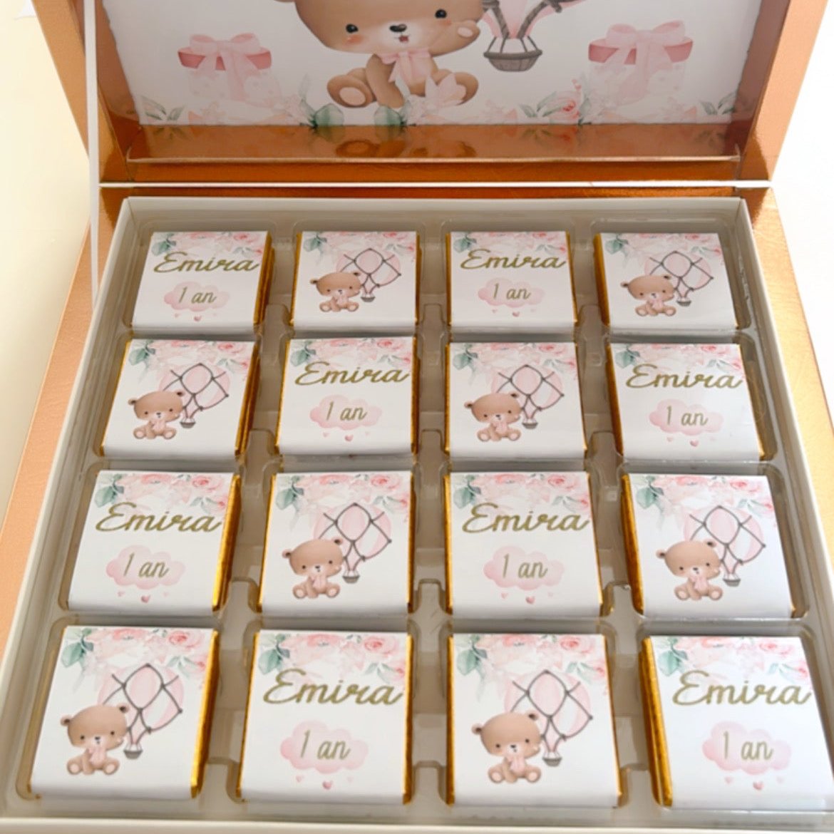 Thème Ourson Montgolfière Rose