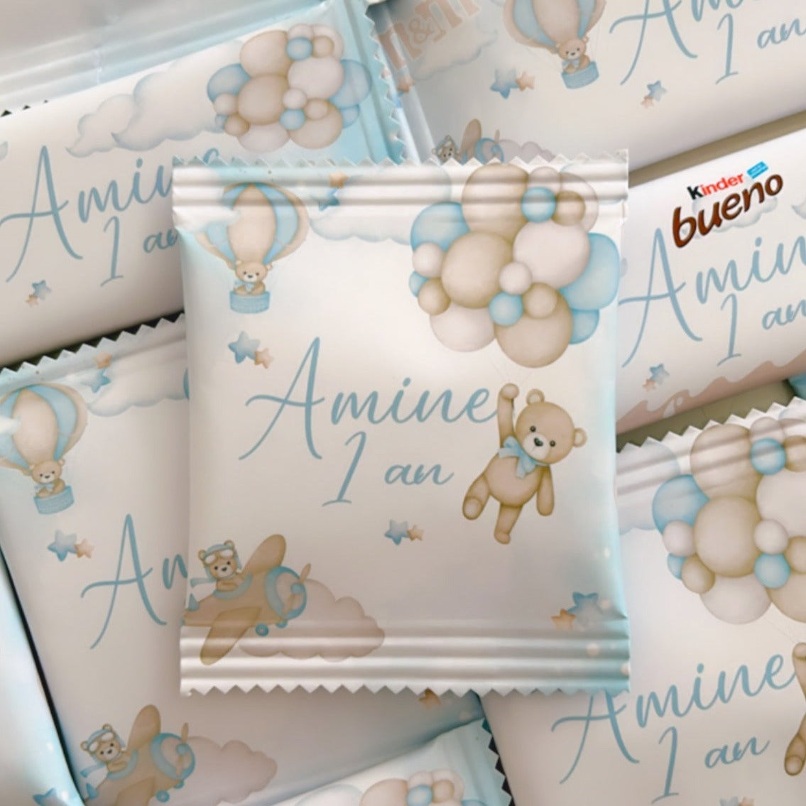 sachet de bonbons HARIBO personnalisé avec étiquette pour anniversaire ourson