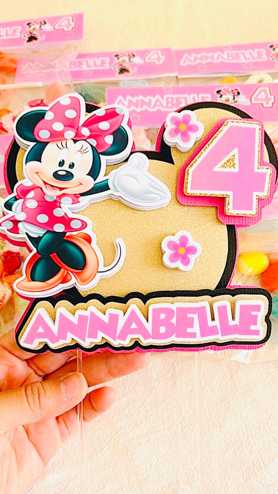 Cake Topper 3D Thème Minnie pour Gateau d'Anniversaire