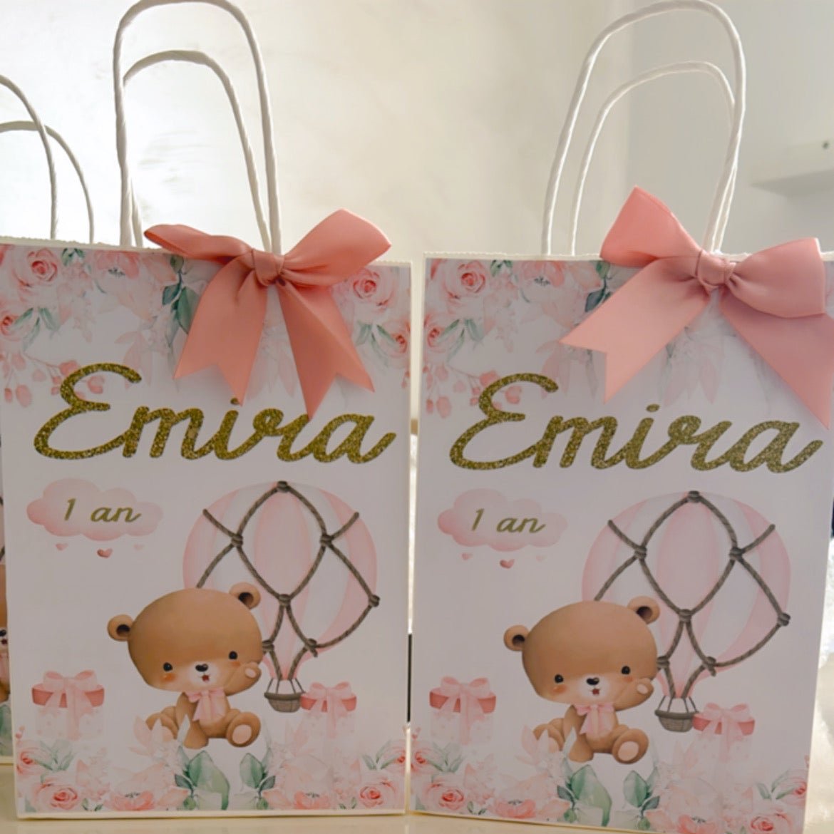 Thème Ourson Montgolfière Rose