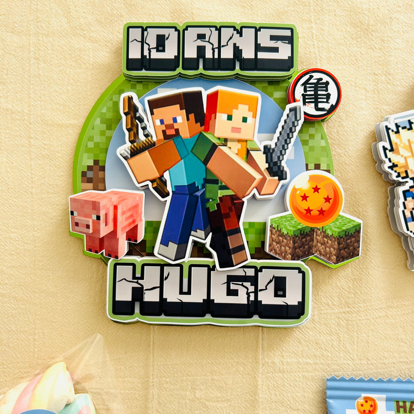 cake topper Minecraft- decoration personnalisée thème minecraft