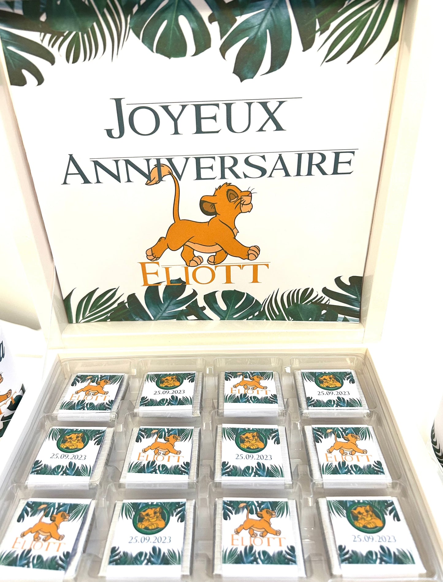 boite chocolat personnalise décoration anniversaire à thème Simba le Roi Lion  cadeau invité personnalisée