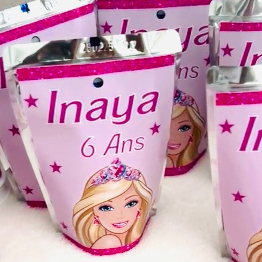 capri sun personnalisé, décoration anniversaire  thème barbie , thème fille 